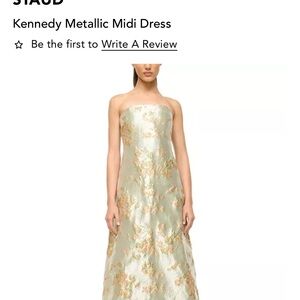 Staud Kennedy Dress- Metallic Midi Dress - Sage and Peach NWT